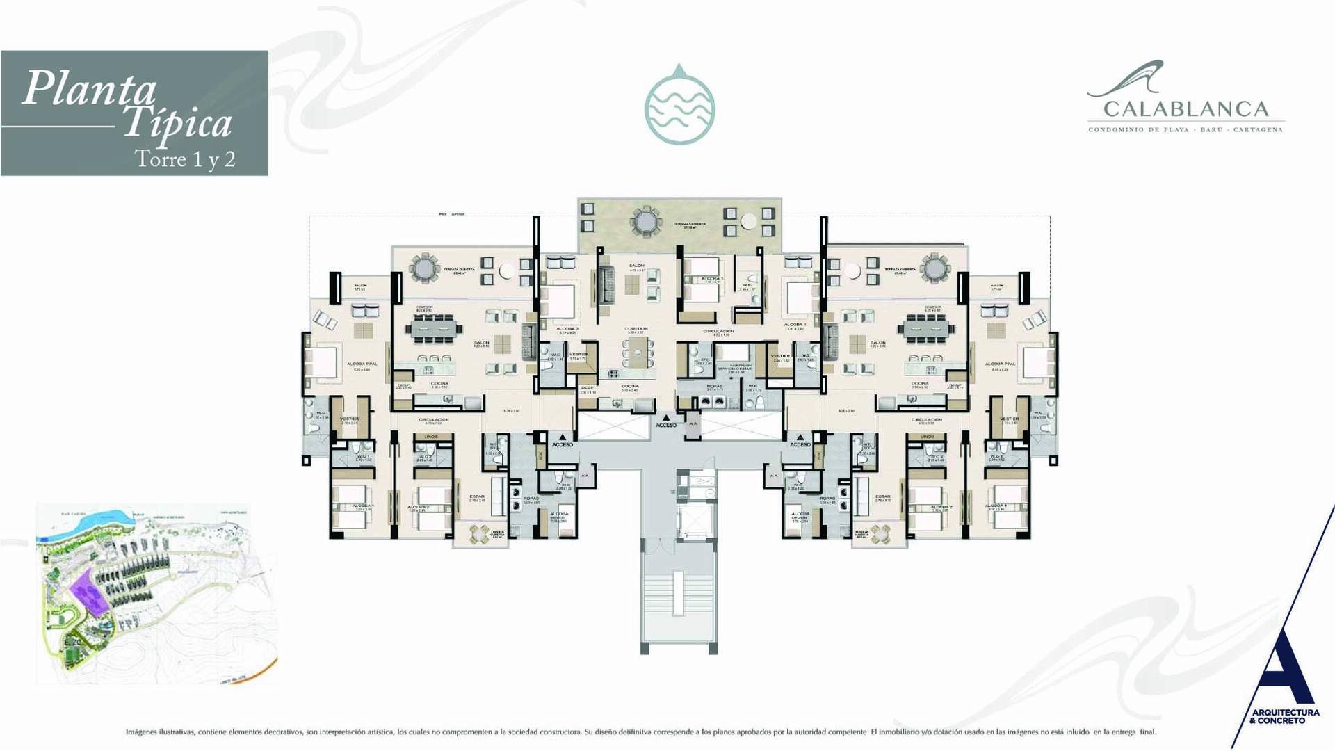 Calablanca - Planta Típíca Torres 1 y 2